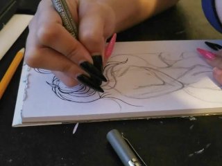 solo female, art, amateur, drawing
