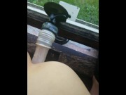 Preview 4 of Love riding my dildo on my bedroom window for u to watch my pussy cum