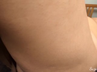 Chubby teen fucking tight pussy with big red dildo