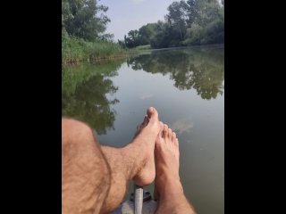 day, river, solo male, feet