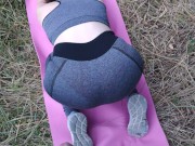 Preview 3 of Fast Ricky outdoor sex. Cum on her red panty