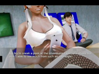 3d, visual novel game, brunette, big tits