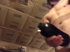 Dirty talk visibly throbbing cock shooting huge load in toy