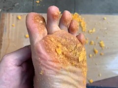Crushing cheetos with my feet