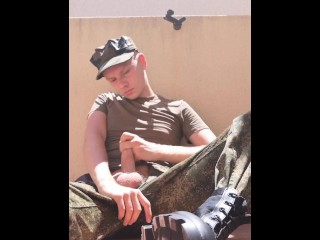 SOLDIER JERKING OFF Outdoor in MILITARY FATIGUES(FULL VIDEO IN MY Fan Club or ONLYFANS )