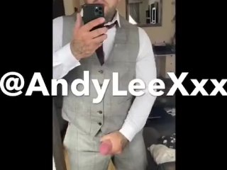 Straight Hunk Squirting Big Load in Suit after Friends Wedding