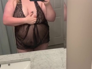 Horny BBW Dressing up for Daddy in Lingerie