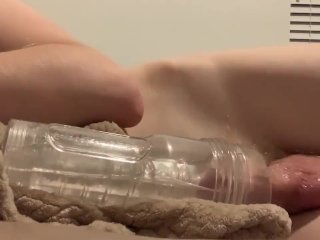 Cumming in my new clear fleshlight after 5 days of not masturbating. I came so much lol.