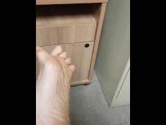 Playing With My Small Stinky Smelly Feet At Work - Sweaty No Socks