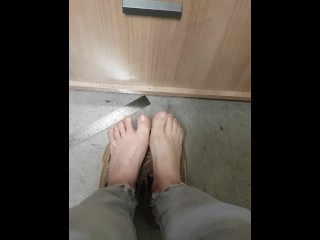 Playing with my Small Stinky Smelly Feet at Work - Sweaty no Socks