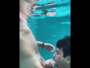 Preview 2 of Josh Moore and Ricky Roman underwater blowjob and cumming in the pool