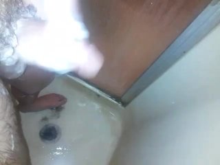 Big cock covered in soap