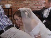 HUNT4K. Cute bride gets fucked for cash in front of her groom