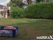Preview 4 of MARISKAX French MILF Sandy Lou ass fucked outdoors
