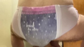 Riding a big dildo in my wet diaper 