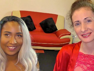 Nervous Mid 40's first Bukkake with Younger Black Lady