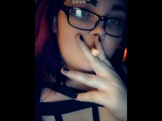 solo female, vertical video, smoking, smoking fetish