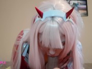 Preview 5 of Zero two give footjob, suck and want it in her ass - KawaiCouple