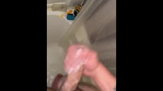 White guy big dick shower cum 