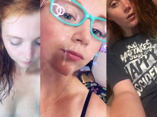 female orgasm, compilation, cumshot, redhead