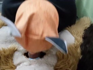 fursuit murrsuit, rough, sloppy blowjob, fursuit