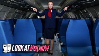 Look Ather Now - Sexy air stewardess Angel Emily, anaal gedomineerd door een mannelijke knapperd