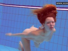 Ginger small tits teen Katka swimming