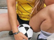 Preview 3 of I was dared to play football with my lovense lush on, watch how I squirt on my pants!