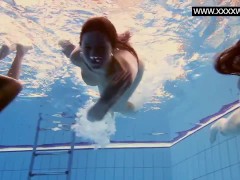 Three hot bitches naked in the pool