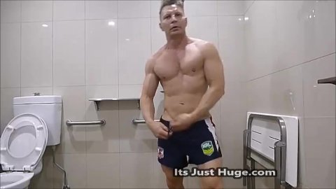 Sexy Muscle aussie dude change rooms Nylon rugby footy shorts