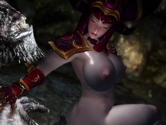 天际 巨魔操红龙女王阿莱克丝塔萨