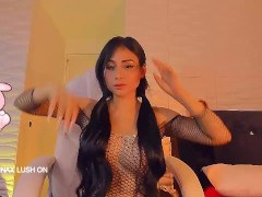 Sexy latina with big tits and big ass in a black mesh lingerie