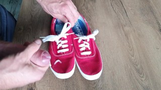 Cum on her red Keds