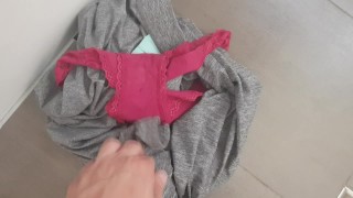 Cum in dirty worn panties from in bathroom