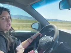 flashing and sucking my titties while driving down the highway on a road trip
