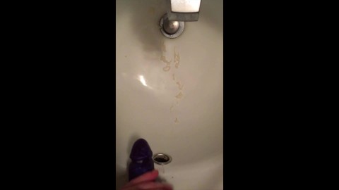 POV Cumming in the Sink - Massive Load of Thick Cum (Fake Cumshot w/ Strapon)