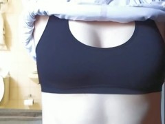 (HD) my first TIT DROP video!!! Small round & pale boobs. Hard nipples!