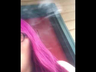 solo female, babe, vertical video, smoking fetish