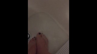 Playing with my feet in the bath tub
