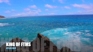 HD 태평양 바다 저크 오프 아름다운 공공 풍경 FTM 트랜스맨 휴가 중 집에 머물다