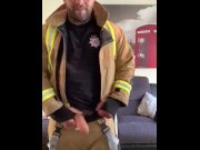 Preview 6 of Firefighter flashes big uncut cock