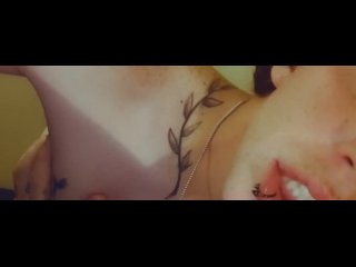 Tgirl sucks on dildo tease