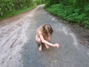 Preview 1 of Amateur Teen Sarah Evans Naked Peeing in Public Road