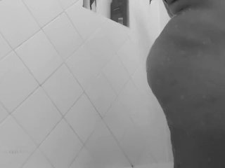 Spying on BIG ASS Latina while she showers (she makes herself cum)