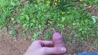 Pissing outdoor in the forest