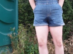 Peed my overalls outdoors when our female freind was with us! she made me laugh pulling funny faces