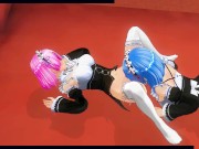 Preview 5 of 3D HENTAI Rem and Ram from anime Re:Zero cum together