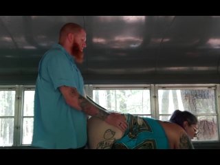 Tattooed BBW_Fucks in Abandoned Bus in theWoods