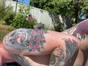 Preview 2 of Daddy fucks tatted boy in the backyard