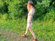Preview 1 of Fucking Hot Amateur Teen Sarah Evans Walking Naked in Public Cow Girl Style.